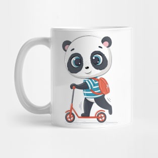 PANDA BEAR WITH A SCHOOL BAG ON A SCOOTER Mug